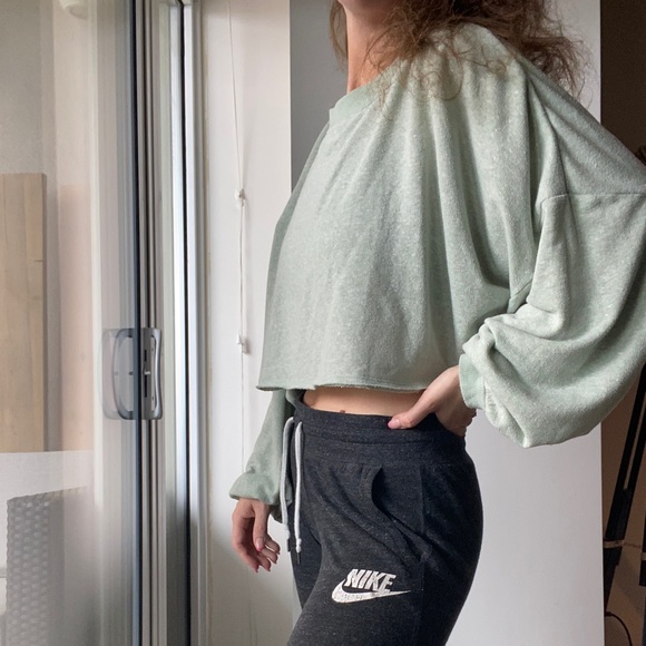 Jersey Mint Green Crop Sweater - Picture 3 of 3